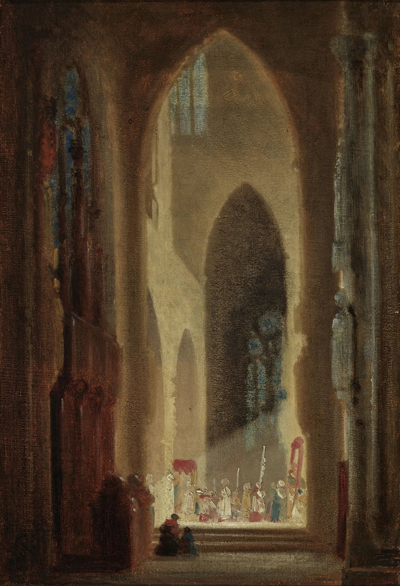 Interior de la iglesia con procesión - Carl Spitzweg