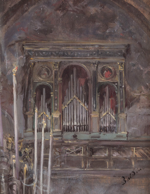 Interior de la iglesia con vista al órgano - Giovanni Boldini
