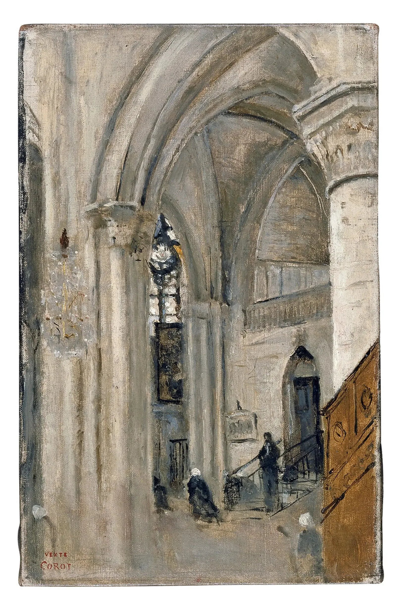 Interior de la iglesia de Mantes - Jean-Baptiste Camille Corot