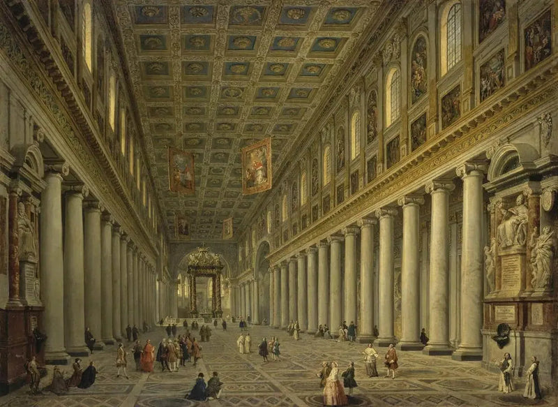 Interior de la basílica de Santa María la Mayor en Roma - Giovanni Paolo Panini