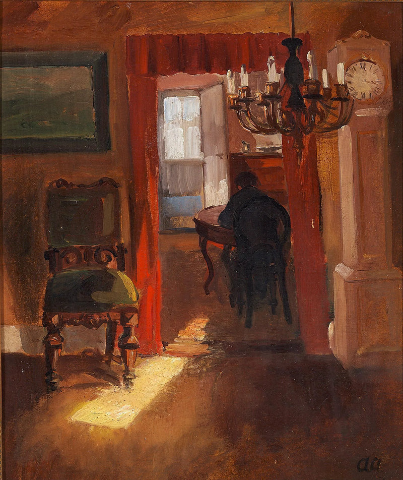 Interior de Skagen con un rayo de sol en el suelo. - Anna Ancher
