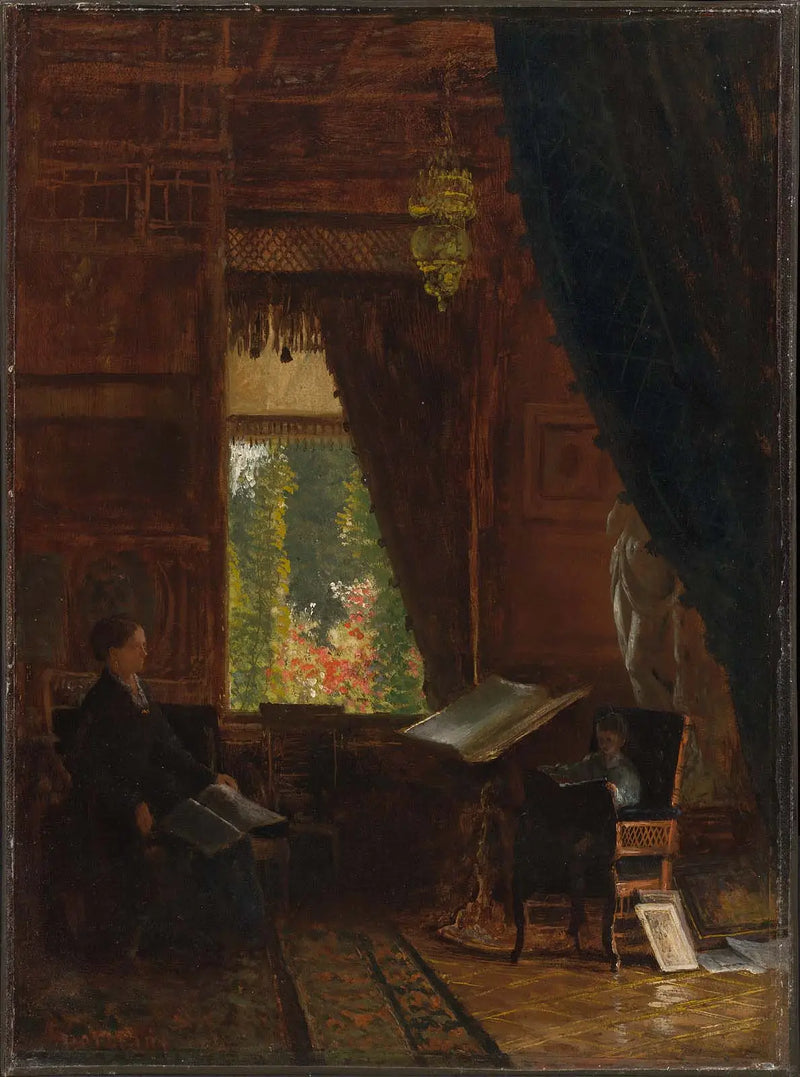 Interior de una biblioteca - Albert Bierstadt