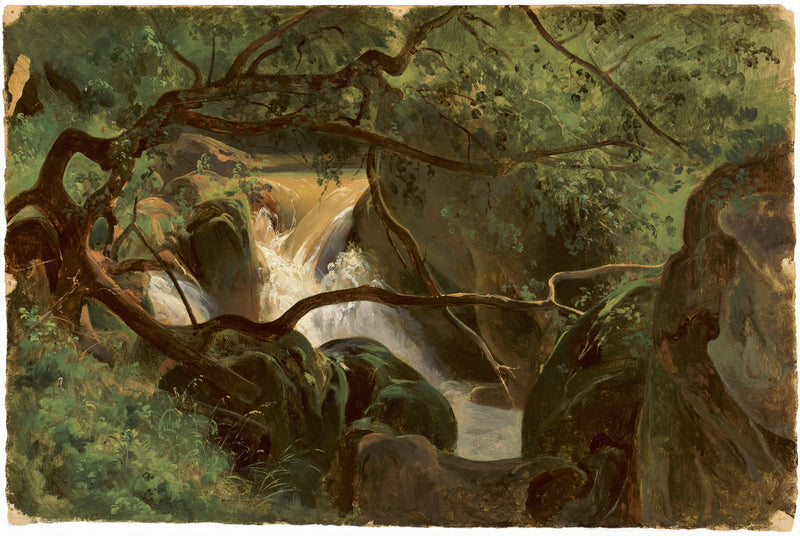 Intérieur de forêt avec une chute d’eau, Papigno - André Giroux