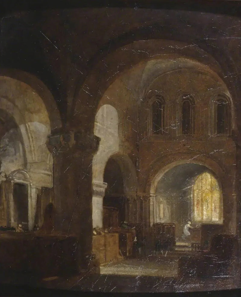 Interior de una iglesia románica - J. M. W. Turner