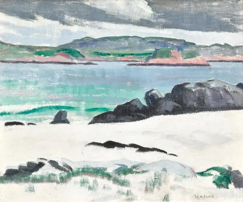 Iona, Cows Rock et le Ross de Mull - Francis Cadell image 1 tableau peint à l’huile sur toile