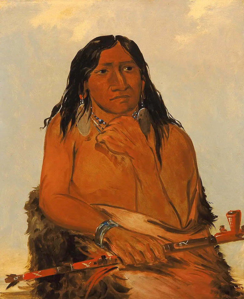 Is-sa-wáh-tám-ah, Lobo atado con cabello, un jefe - George Catlin