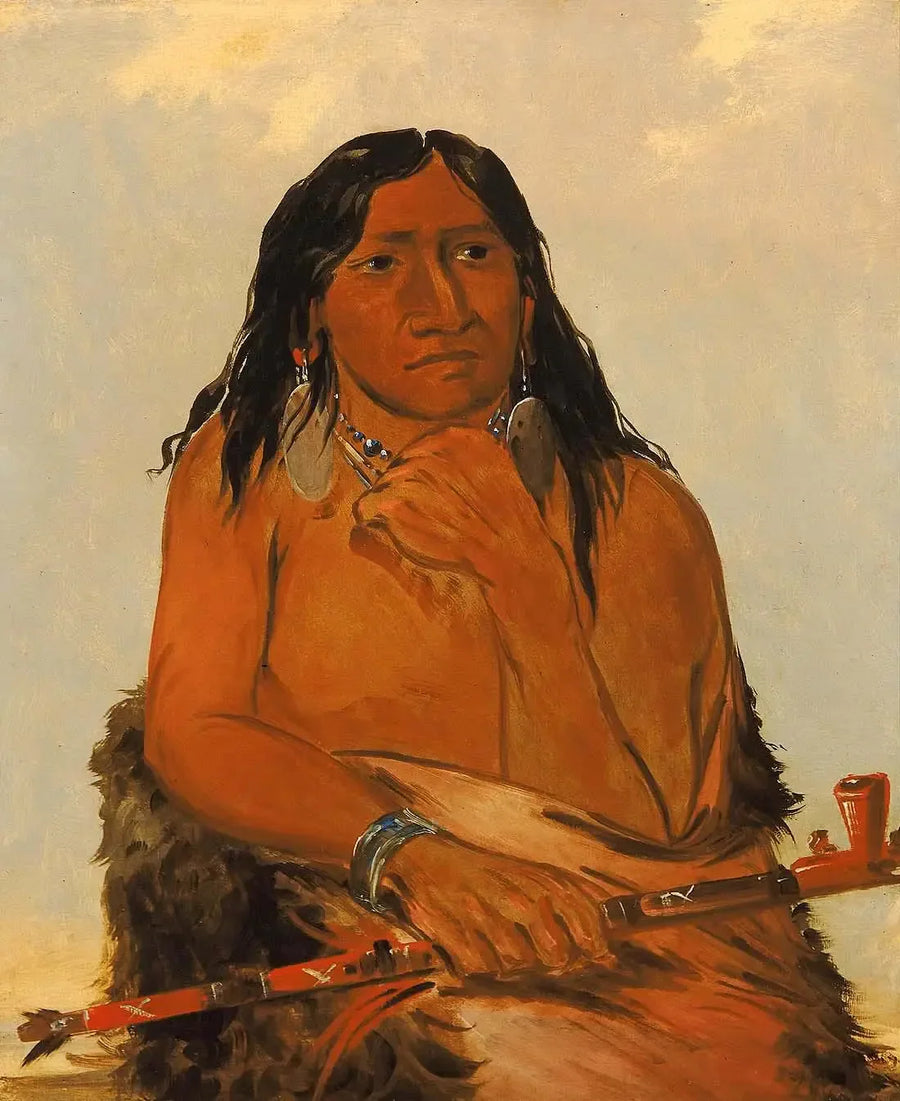 Is-sa-wáh-tám-ah, Lobo atado con cabello, un jefe - George Catlin