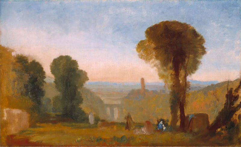 Paisaje italiano con puente y torre - J. M. W. Turner