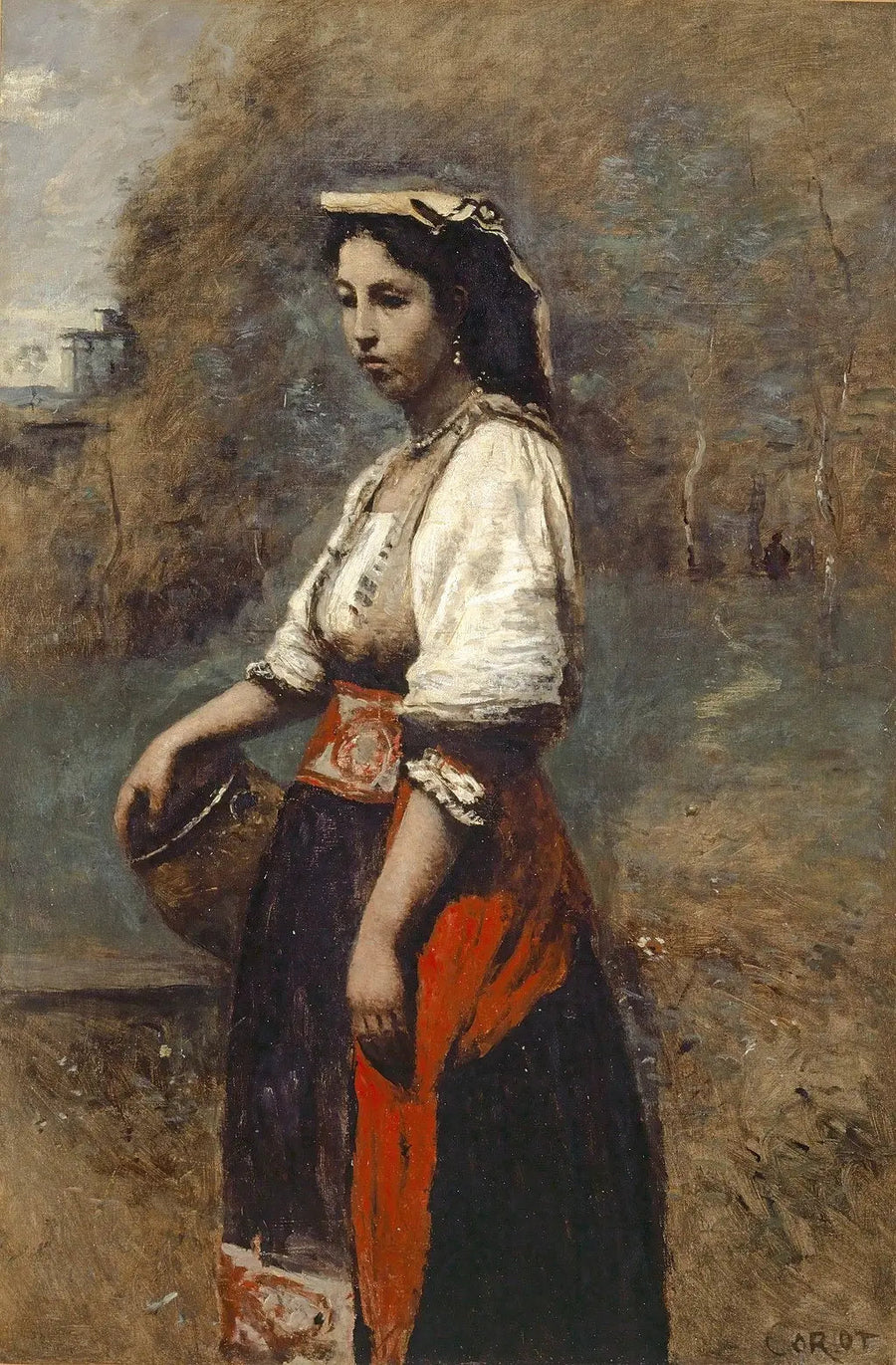 Italiana en la fuente - Jean-Baptiste Camille Corot