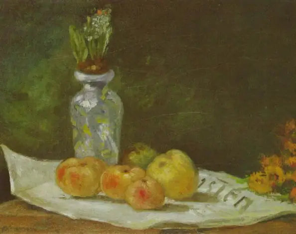 Jacinto y manzanas sobre un periódico - Paul Gauguin
