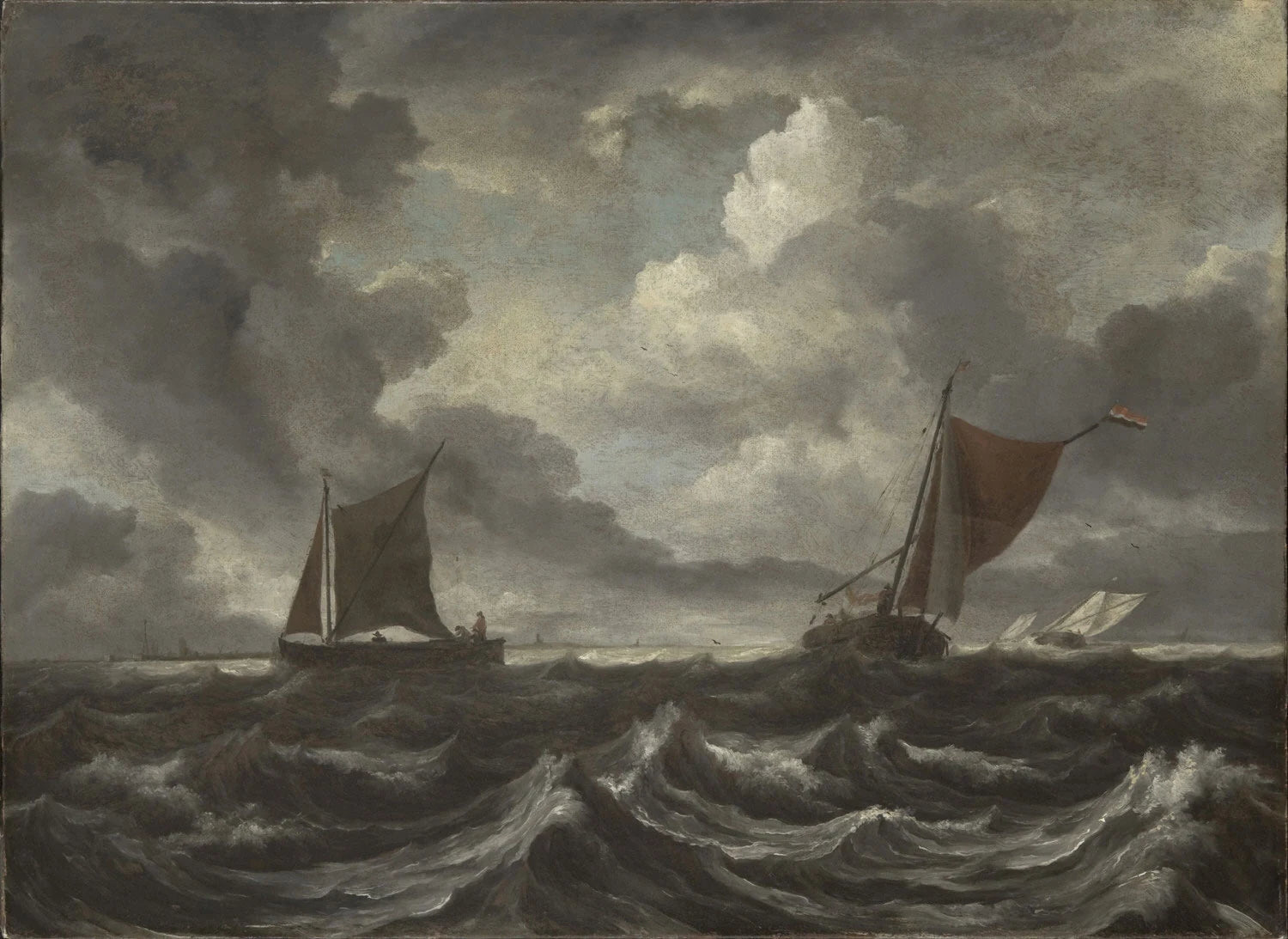 Bateaux sur une mer orageuse, peinture de Jacob van Ruisdael
