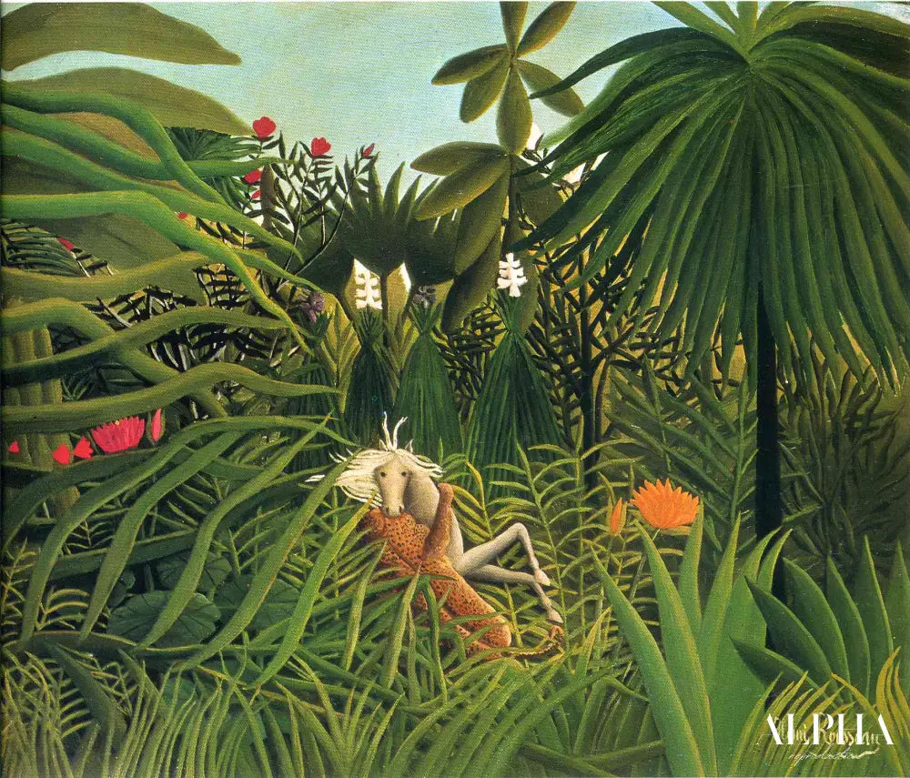 Jaguar attaquant un cheval - Henri Rousseau - Reproductions de tableaux et peintures haut de gamme