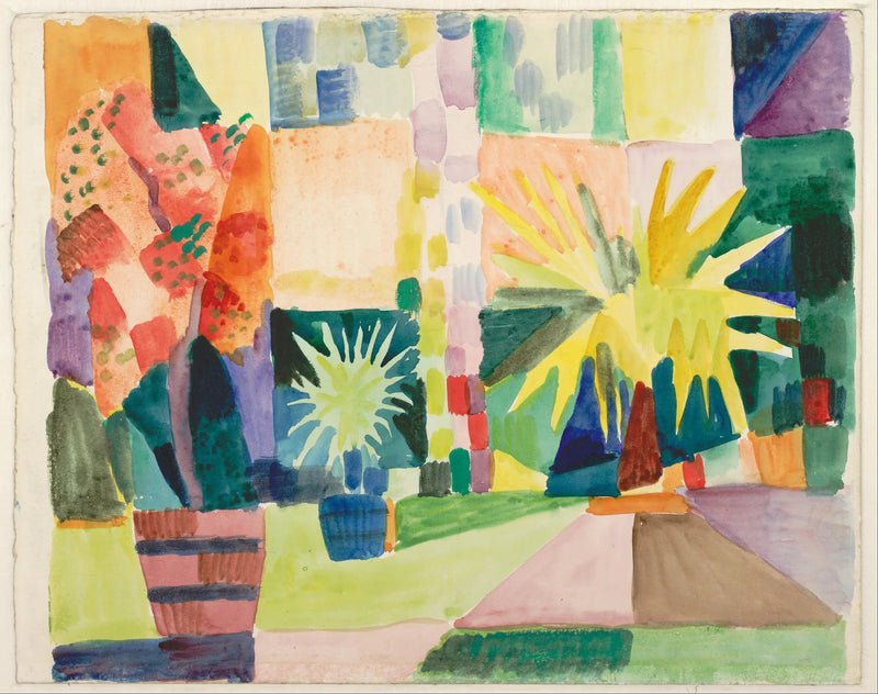 Jardín a la orilla del lago de Thun - August Macke