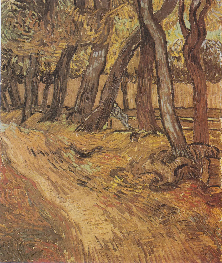 Jardín del hospital de Saint-Paul con figura, El - Vincent van Gogh