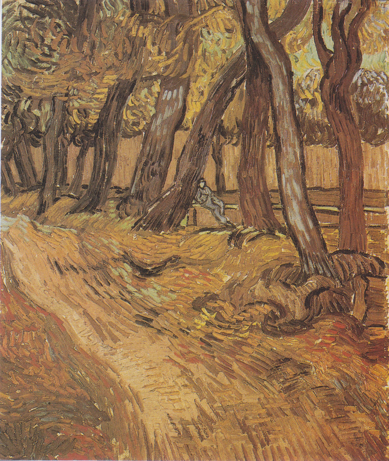 Jardín del hospital de Saint-Paul con figura, El - Vincent van Gogh
