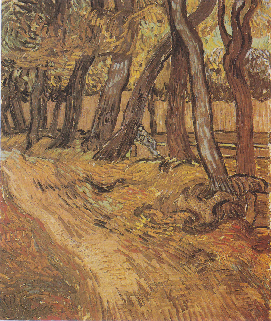 Jardín del hospital de Saint-Paul con figura, El - Vincent van Gogh