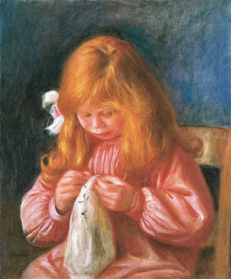 Jean Renoir cosiendo - Pierre-Auguste Renoir