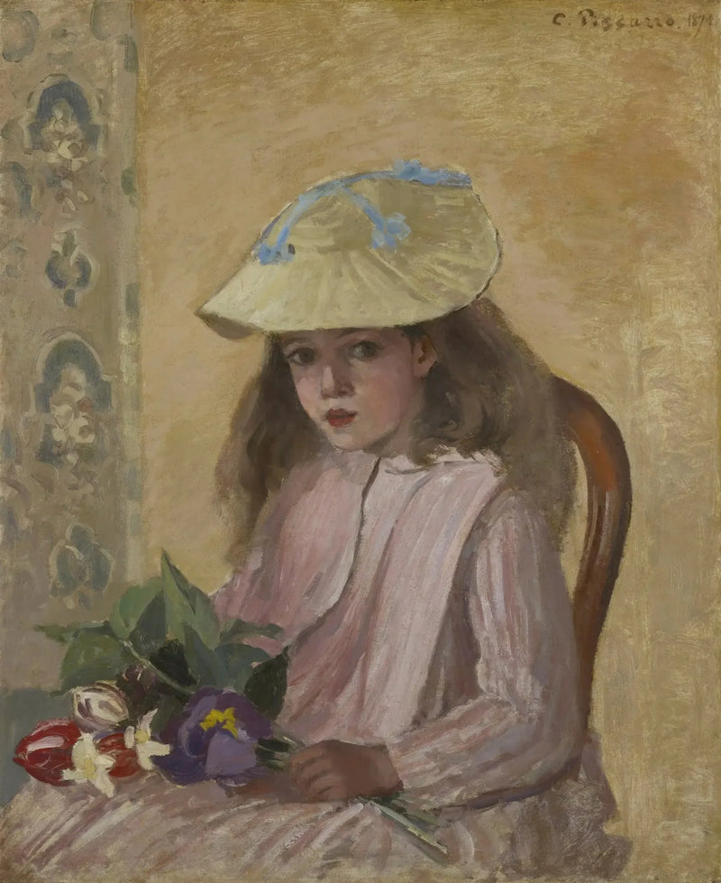 Jeanne Pisarro llamada Minette con el ramo - Camille Pissarro
