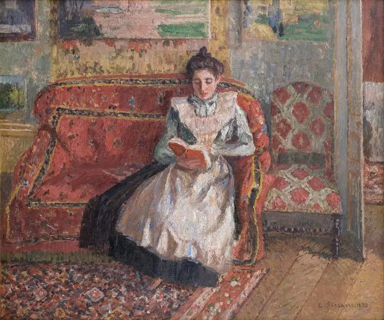 Jeanne Pissarro llamada Cocotte, leyendo - Camille Pissarro