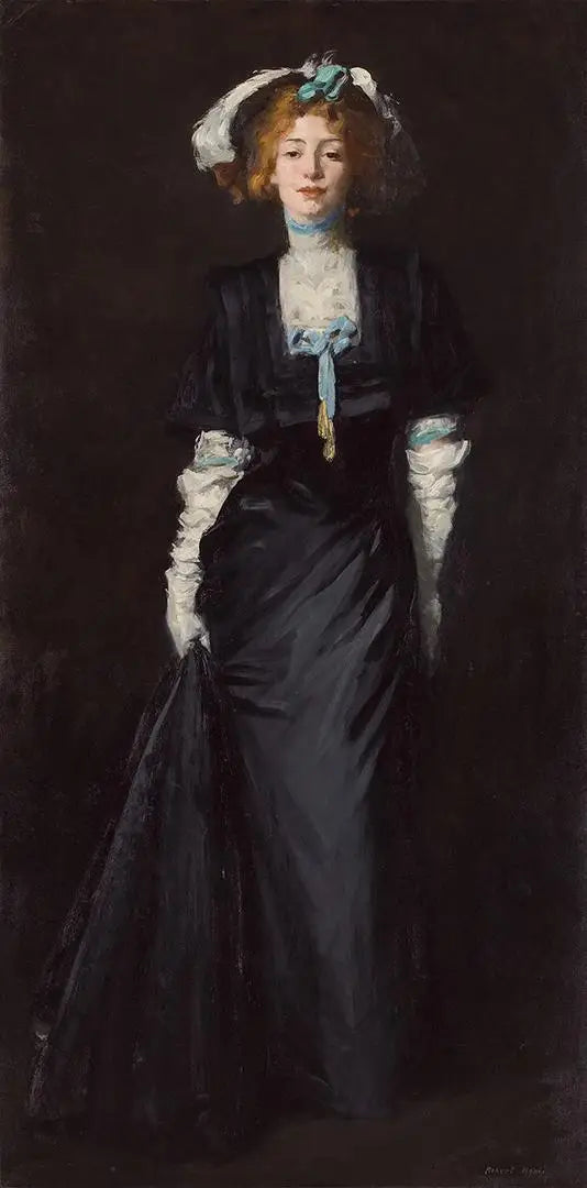 Jessica Penn en negro con plumas blancas - Robert Henri
