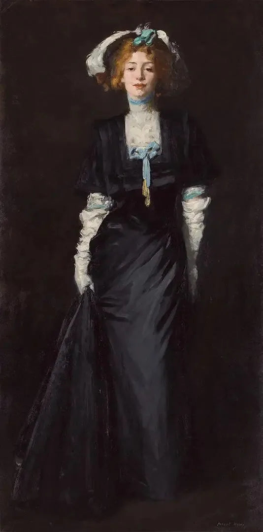 Jessica Penn en negro con plumas blancas - Robert Henri