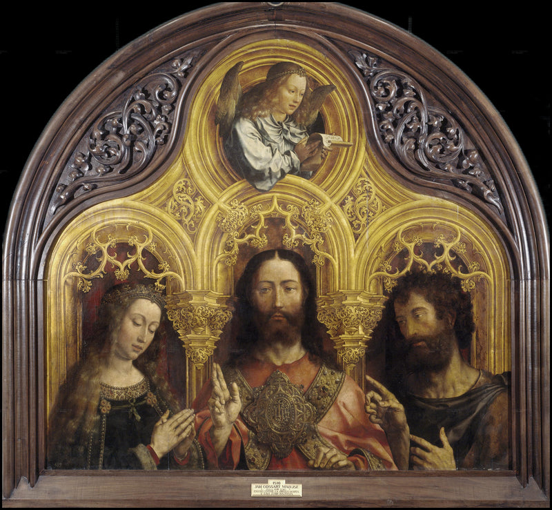 Jesús Cristo entre la Virgen María y San Juan Bautista - Jan Gossaert