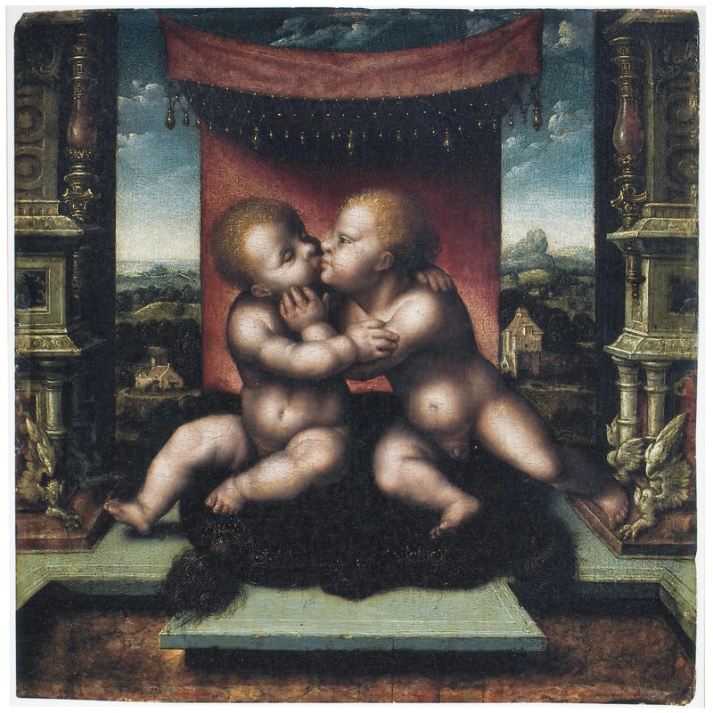 Jesucristo y Juan Bautista niños, segundo cuarto del siglo XVI - Joos van Cleve