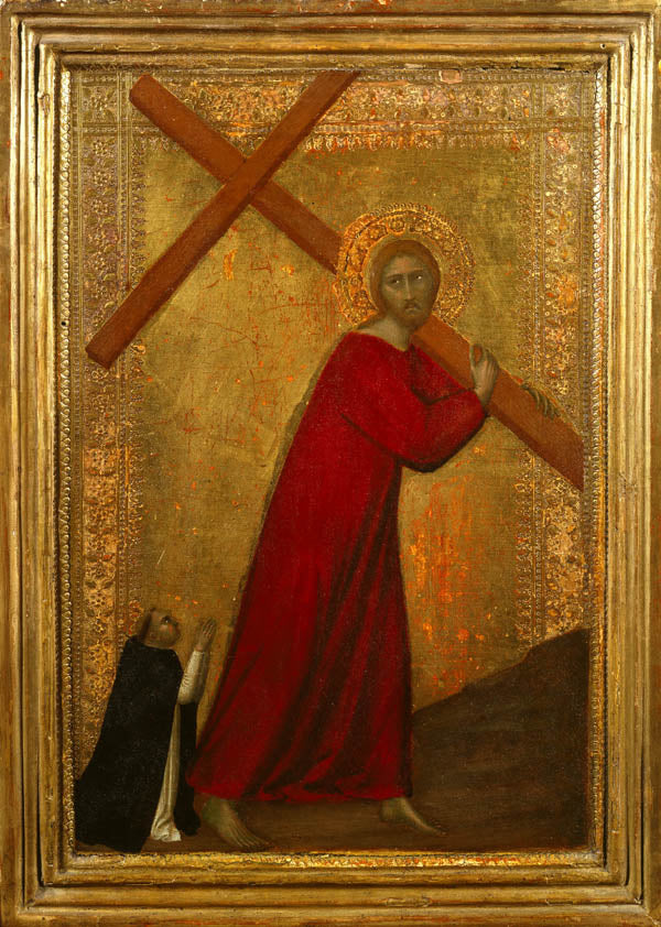 Jesús Cristo llevando la Cruz, con un hermano dominico - Barna da Siena