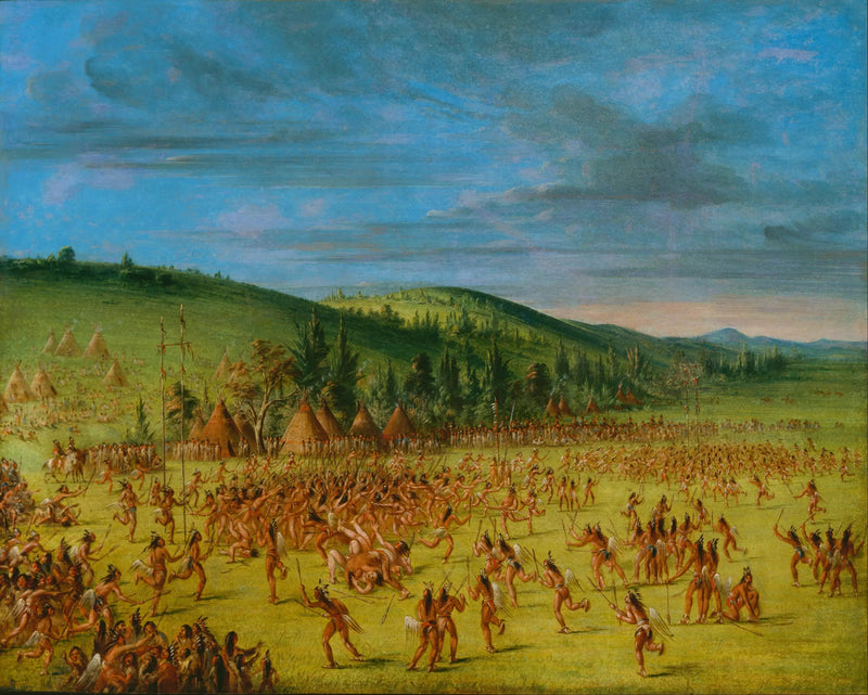 Juego de pelota de los Choctaws: Ball Up - George Catlin