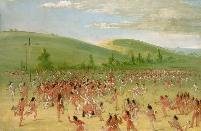 Juego de pelota de los Choctaws: pelota en el aire - George Catlin