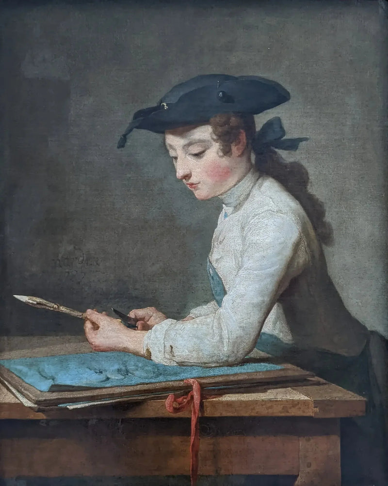 Joven dibujante afilando su lápiz - Jean Simeón Chardin
