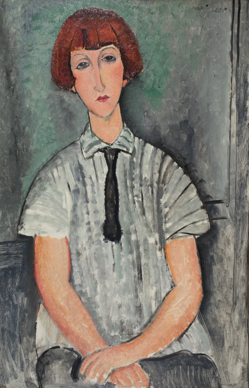 Joven mujer con camisa a rayas - Amedeo Modigliani