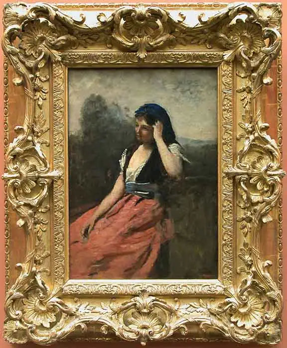 Joven mujer con falda rosa - Jean-Baptiste Camille Corot