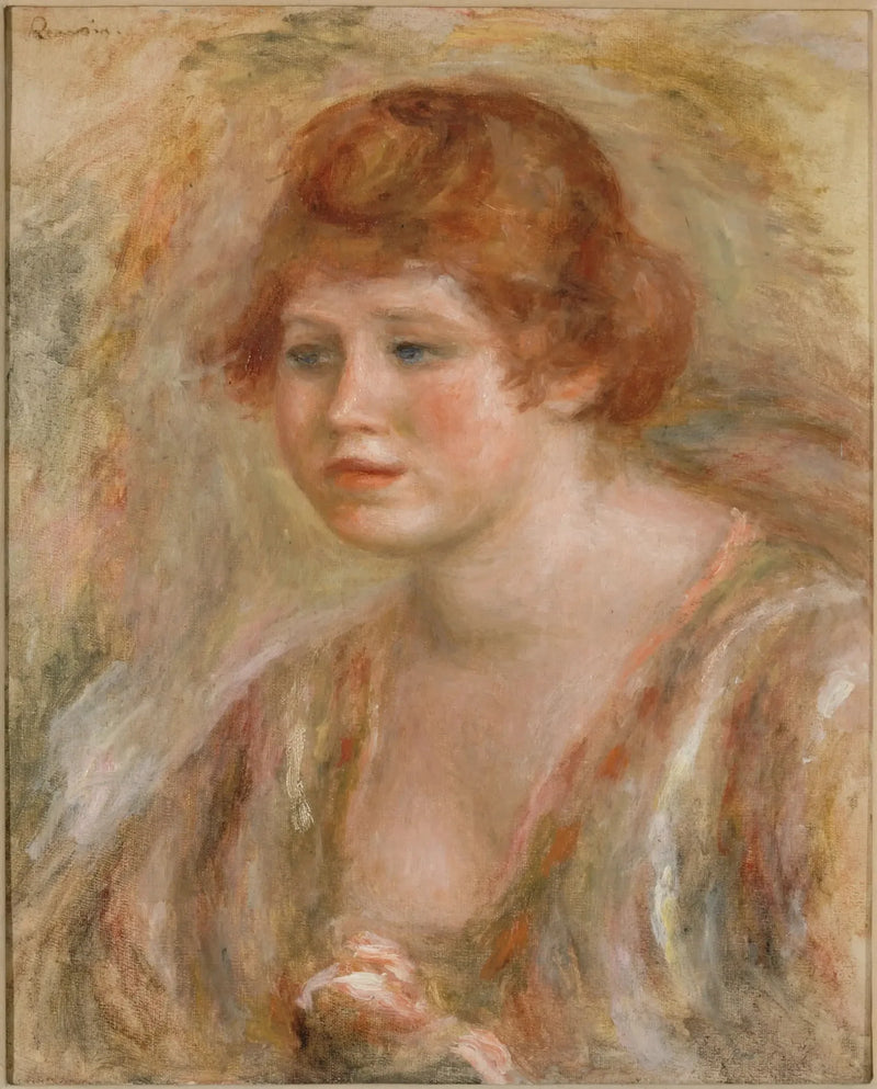 Joven mujer con rosa - Pierre-Auguste Renoir