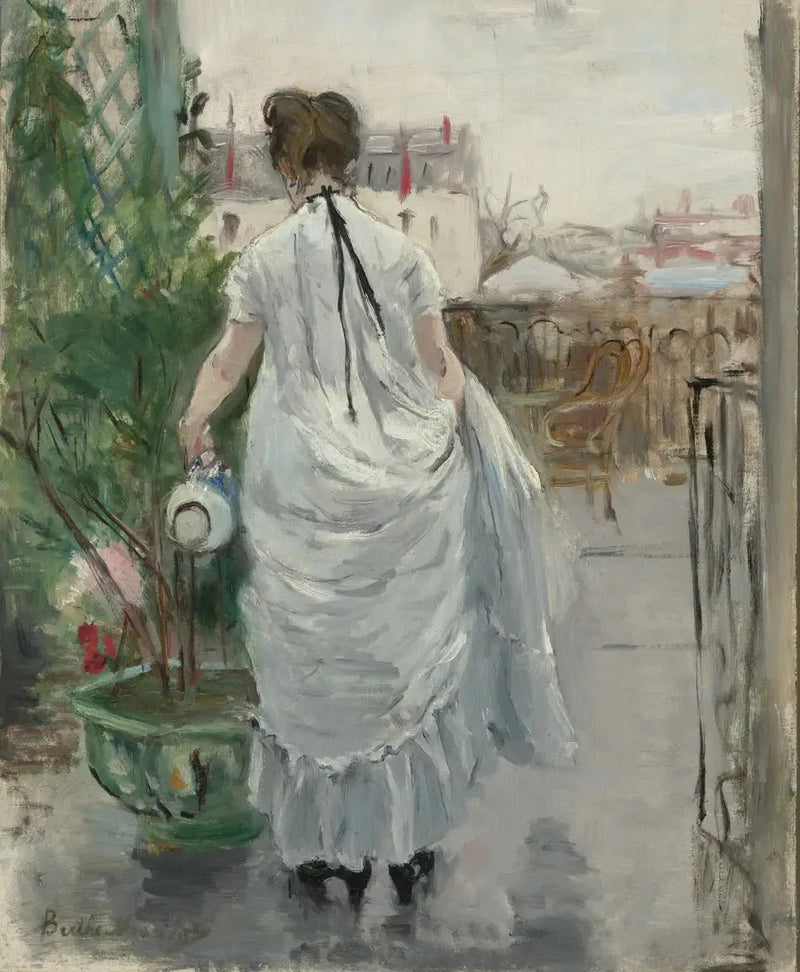 Joven mujer regando un arbusto - Berthe Morisot