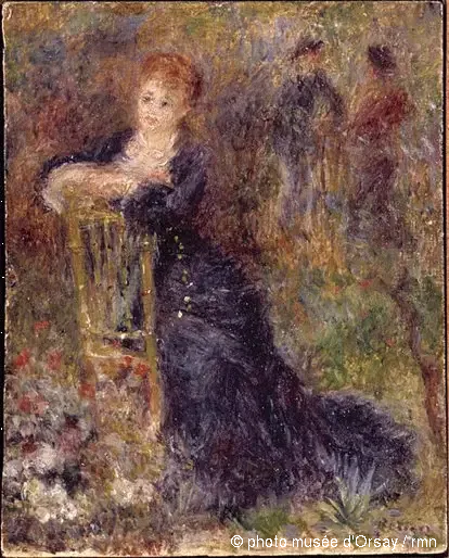 Joven mujer sentada en un jardín - Pierre-Auguste Renoir