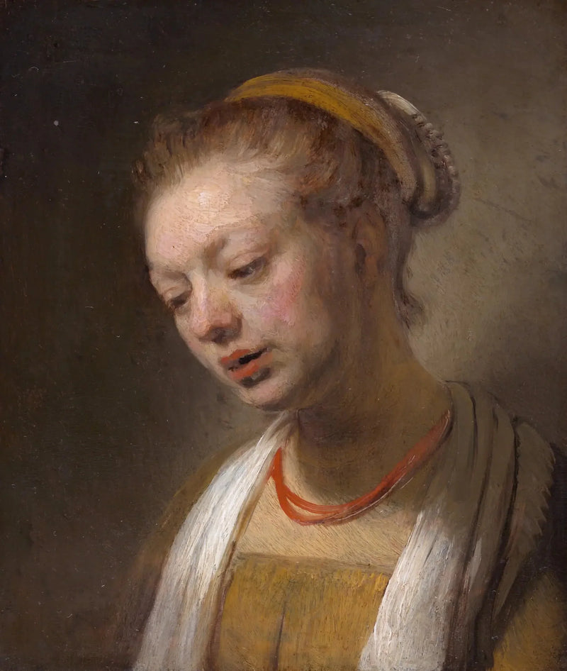 Joven mujer con collar rojo - Rembrandt