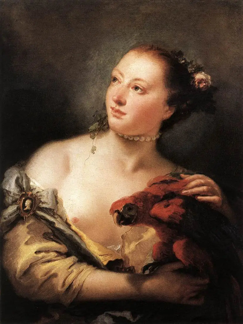 Joven mujer con loro - Giovanni Battista Tiepolo