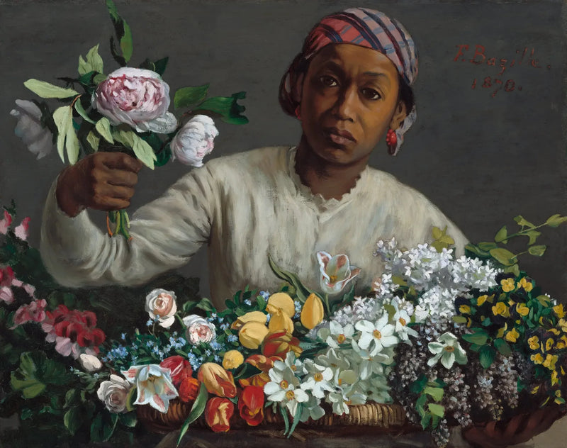 Joven mujer con peonías - Frédéric Bazille