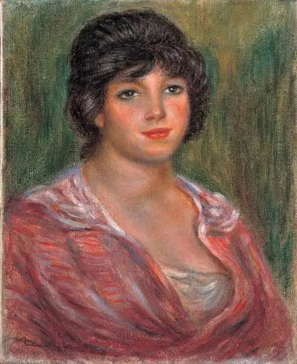 Joven mujer morena con blusa roja (Colonna Romano) - Pierre-Auguste Renoir
