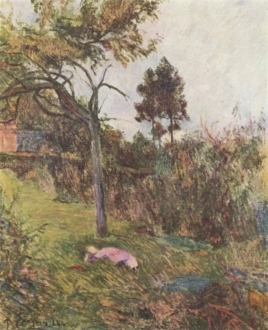 Joven mujer acostada en la hierba, o Niña acostada en un prado - Paul Gauguin