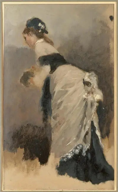 Jeune Femme debout de profil à gauche à l’écharpe et au manchon - Jean Béraud - Alpha Reproduction