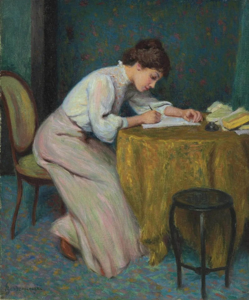 Joven mujer escribiendo una carta - Federico Zandomeneghi