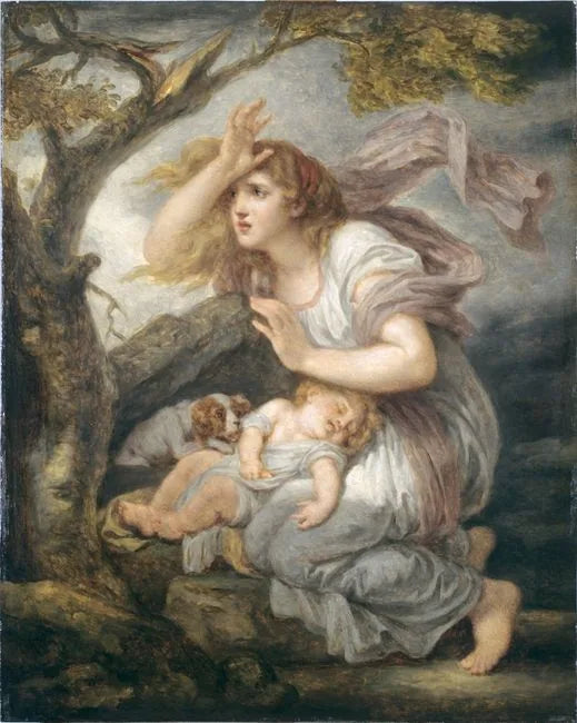 Joven mujer asustada por la tormenta - Jean-Baptiste Greuze