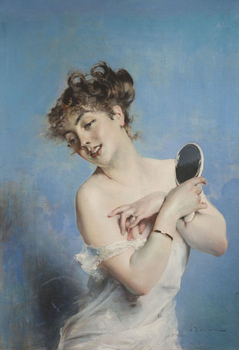 Joven mujer en bata (cuidados personales) - Giovanni Boldini