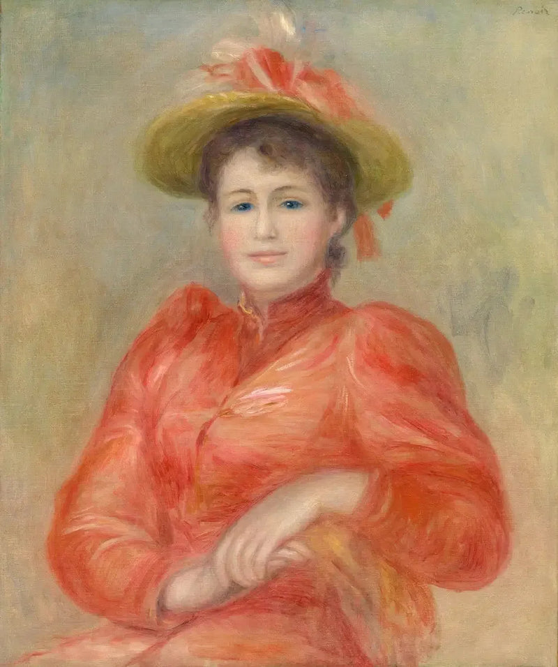 Joven mujer con vestido rojo - Pierre-Auguste Renoir