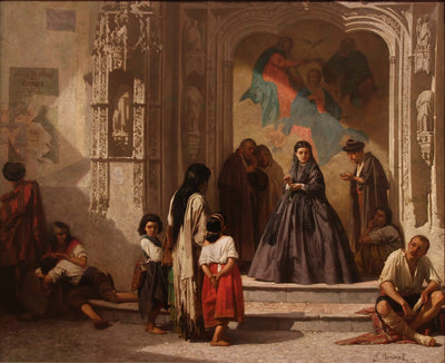 Jeune femme faisant la charité à l’entrée de la chapelle de l’hôpital Saint-Sébastien à Cordoue - Léon Bonnat - Alpha