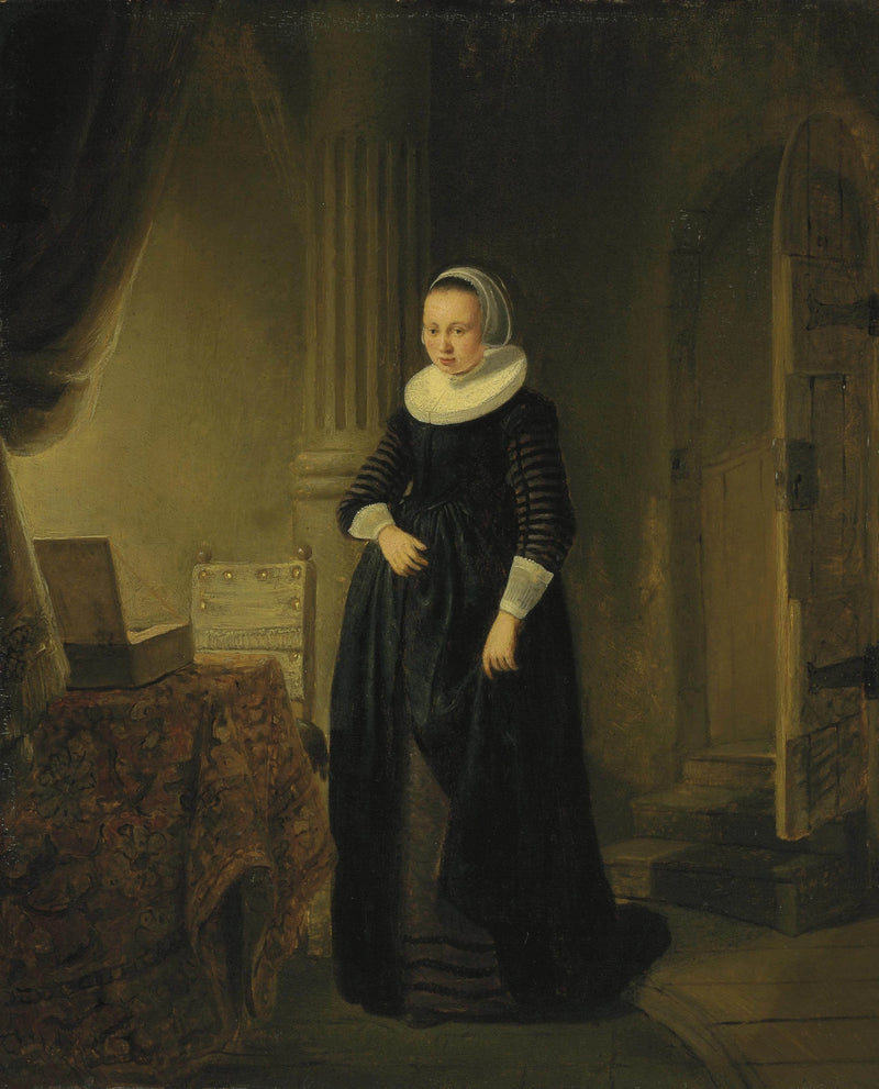 Retrato de una mujer, de pie en un interior - Rembrandt