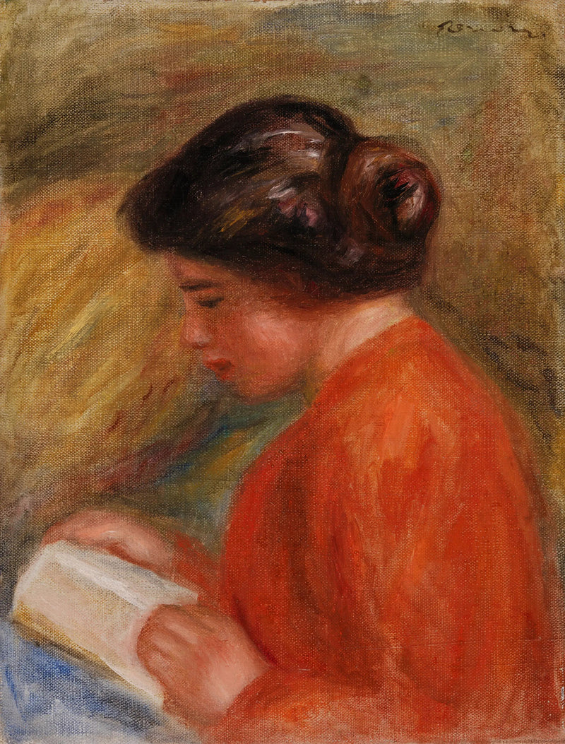 Joven mujer leyendo, busto - Pierre-Auguste Renoir