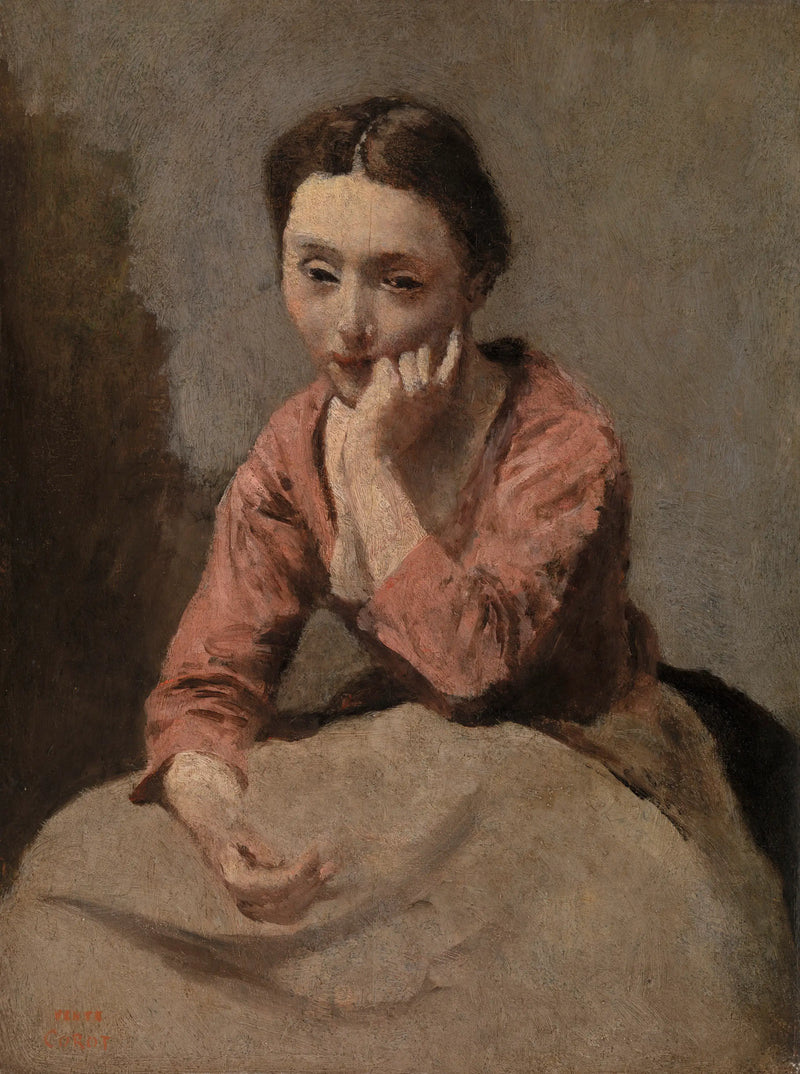 Joven mujer pensativa - Jean-Baptiste Camille Corot